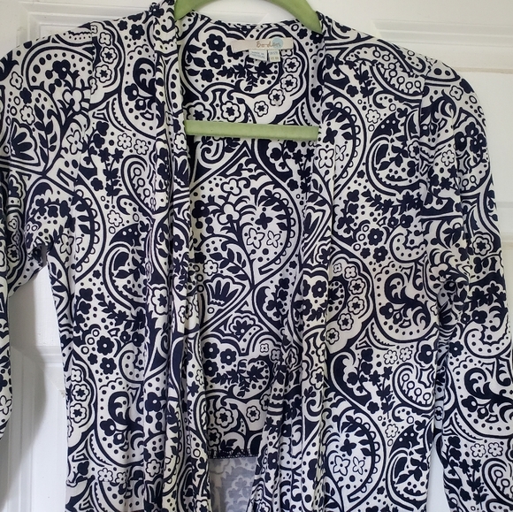 Boden size 8 navy blue wrap around v-neck dress 3/4 long sleeves - Picture 5 of 9